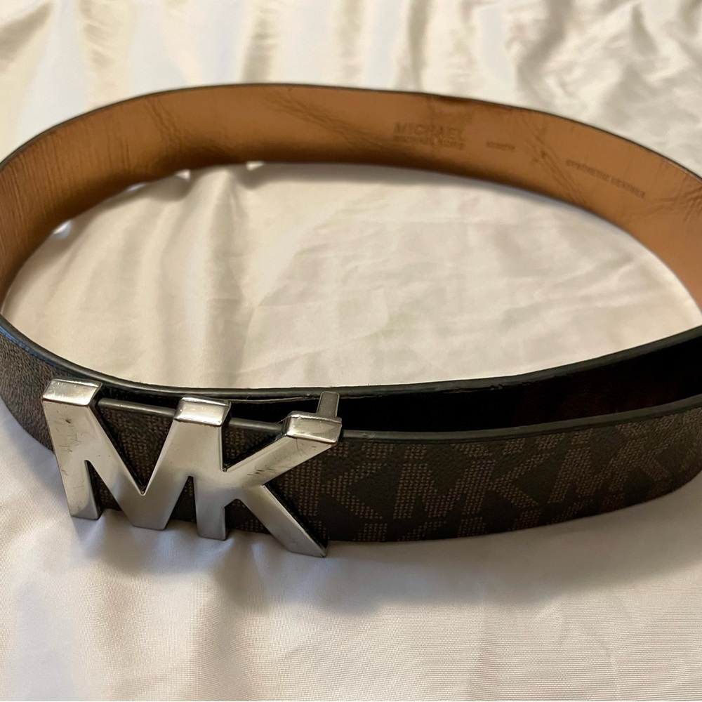 Michael Kors Silver Faux Leather Belt